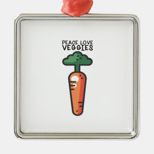 Vegan - Peace Love Veggies Metal Tree Decoration