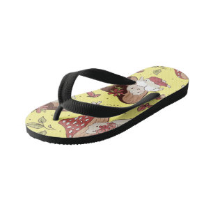 Vegan People Life - Mushroom Pattern Kid's Flip Flops
