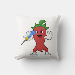 Vegan Pepper at Darts with Dart.PNG Cushion