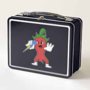 Vegan Pepper at Darts with Dart.PNG Metal Lunch Box