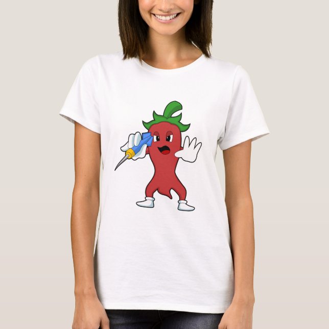 Vegan Pepper at Darts with Dart.PNG T-Shirt (Front)