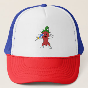 Vegan Pepper at Darts with Dart.PNG Trucker Hat