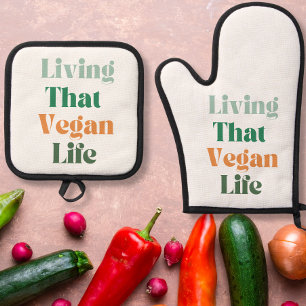 Vegan Phrase Oven Mitt & Pot Holder Set