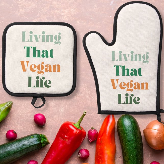 Vegan Phrase  Oven Mitt & Pot Holder Set (Creator Uploaded)