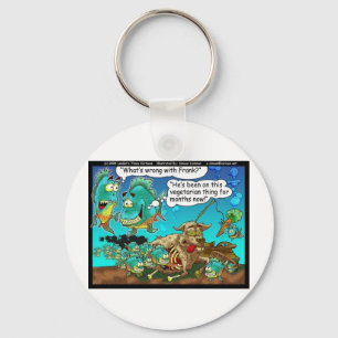 Vegan Pirahanas Funny Offbeat Cartoon Gifts Key Ring