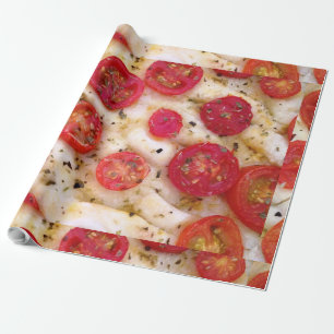 vegan pizza red white italian food wrapping paper