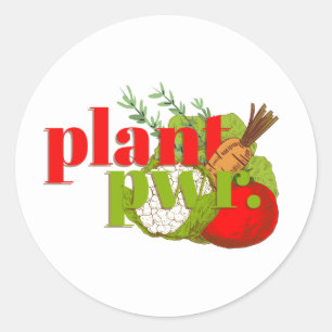 Vegan Plant Power Classic Round Sticker
