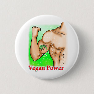 vegan power 6 cm round badge