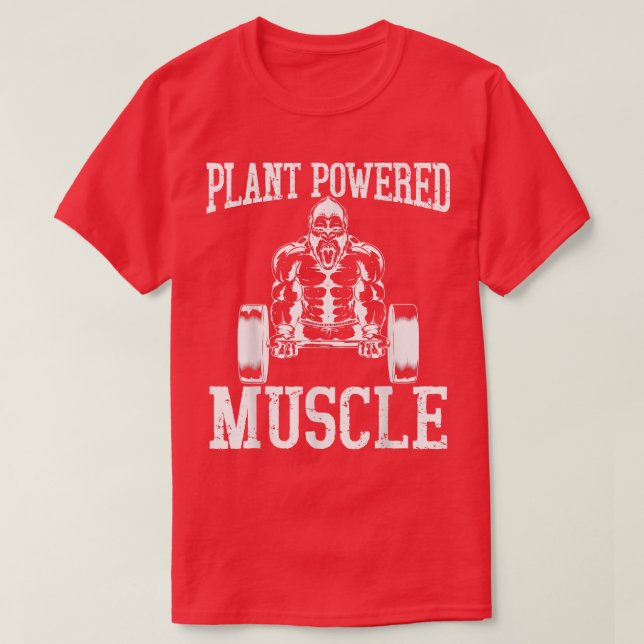 Vegan Power Bodybuilding Vegetarian Weightlifter  T-Shirt (Design Front)