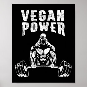Vegan Power Gorilla Bodybuilding Gym Workout Desig Poster
