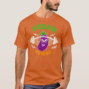 Vegan Power Vegetarian Plant Eggplant Bodybuilding T-Shirt