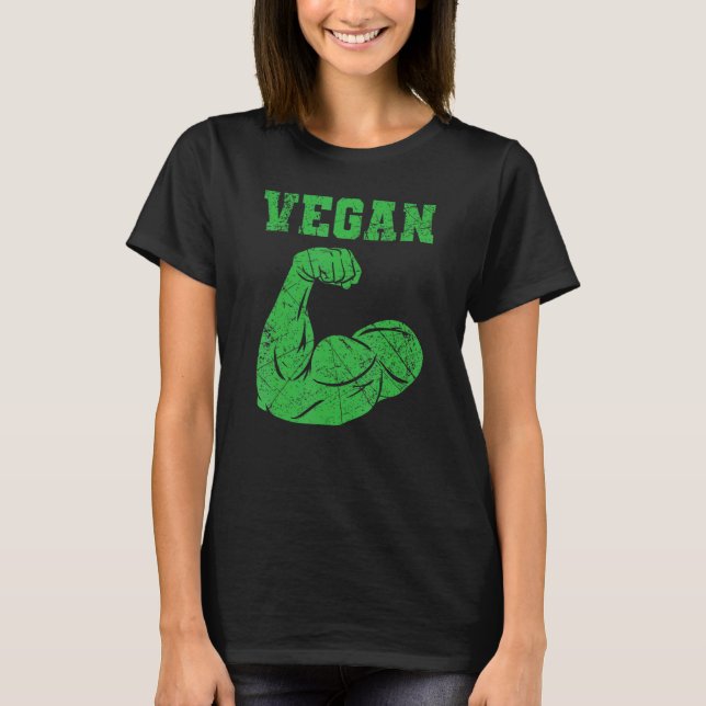 Vegan Power Vegetarian Plant Muscle Bodybuilding W T-Shirt (Front)