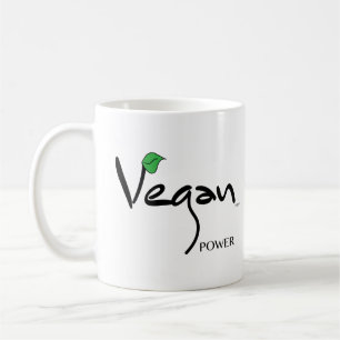 Vegan Power with Green Leaf Cool Coffee Mug