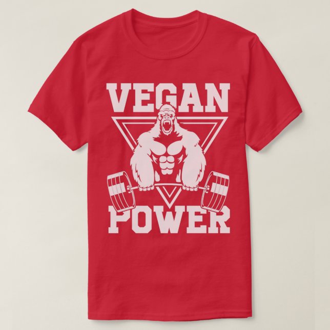 Vegan Power Workout Muscle Gorilla Bodybuilding 2 T-Shirt (Design Front)