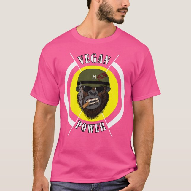 Vegan Power Workout Muscle Gorilla Bodybuilding T-Shirt (Front)