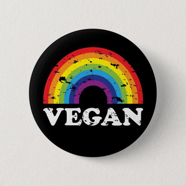 Vegan Rainbow 6 Cm Round Badge (Front)