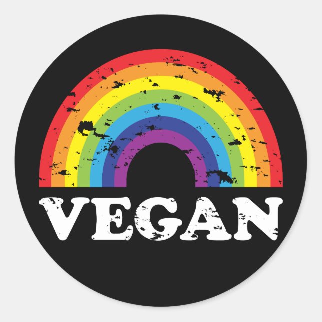 Vegan Rainbow Classic Round Sticker (Front)