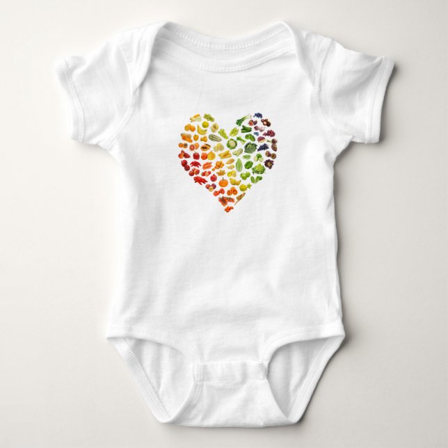Vegan Rainbow Heart Baby Bodysuit (Front)