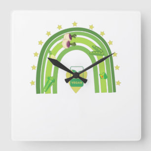 vegan rainbow T-Shirt Square Wall Clock