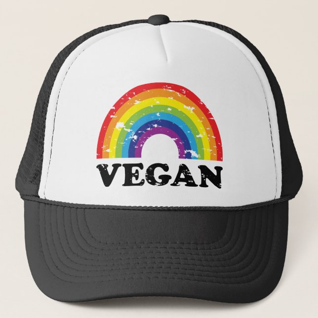 Vegan Rainbow Trucker Hat (Front)