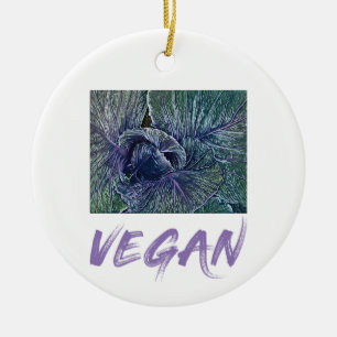 Vegan Red Cabbage Vintage gift Ceramic Tree Decoration