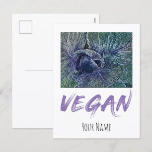 Vegan Red Cabbage Vintage gift Holiday Postcard