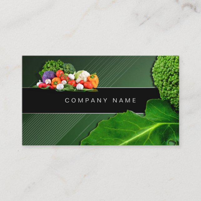 Vegan Restaurant Raw Green Food Vegetarian Healthy Business Card (Front)