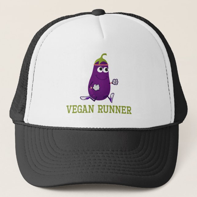 Vegan Runner - Running Eggplant Trucker Hat (Front)
