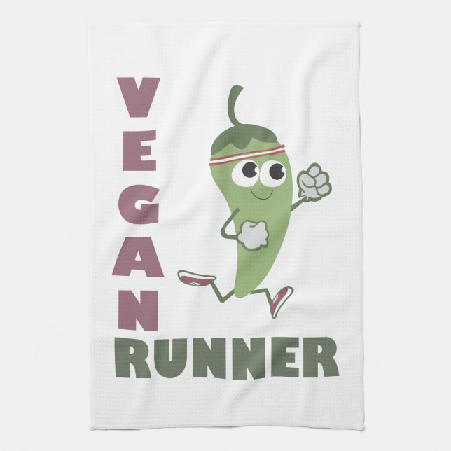 Vegan Runner - Running Pepper Tea Towel (Vertical)