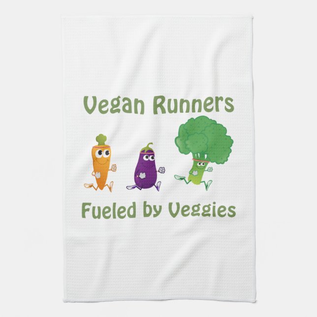 Vegan Runners - fuelled by Veggies Tea Towel (Vertical)