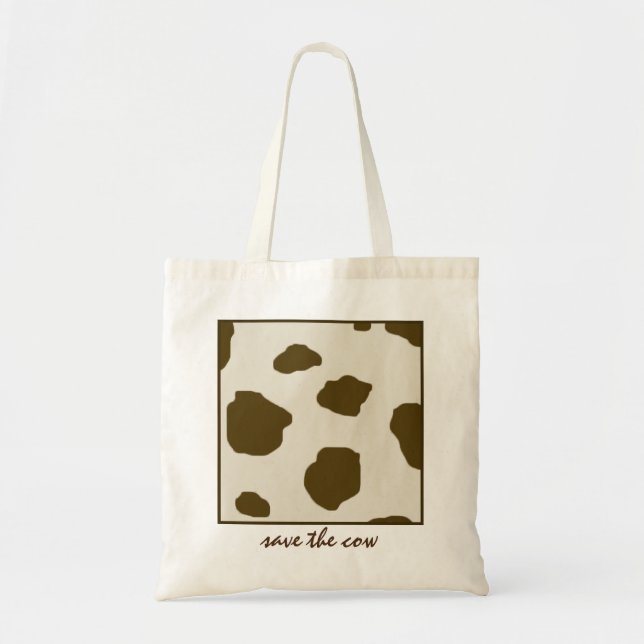 Vegan Save The Cow Brown Skin Spots Tote Bag (Front)