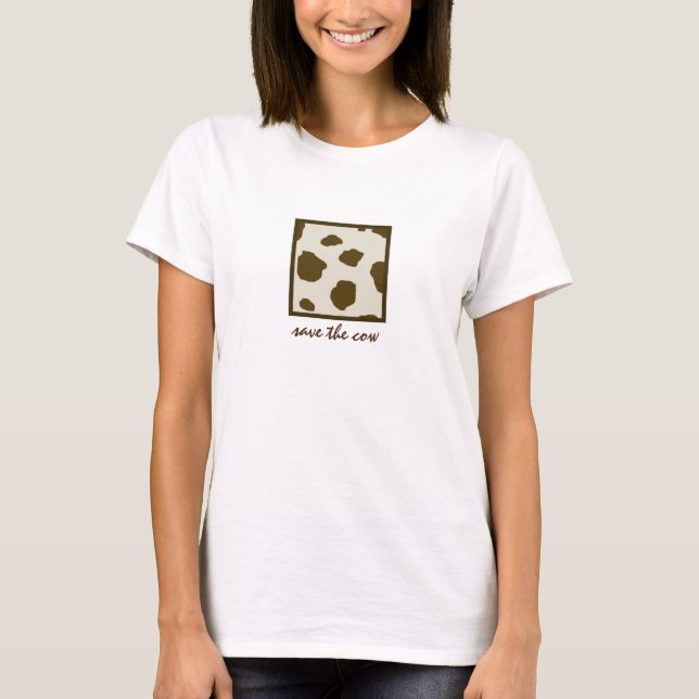 Vegan SAVE THE COW Brown Spots T-Shirt (Front)