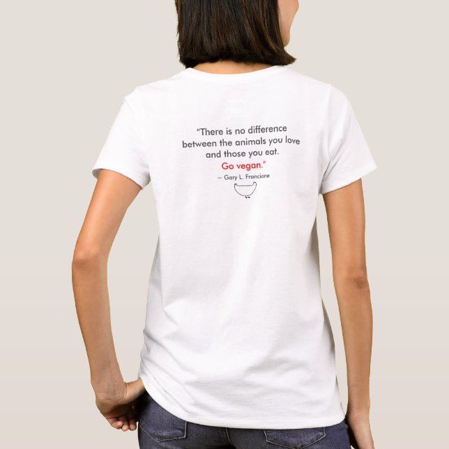 Vegan Shirt w/Animal Rights Quote & Cow, Hen, Pig (Back)