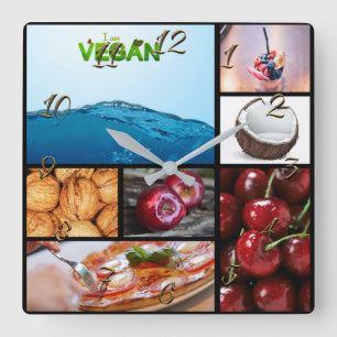 Vegan store square wall clock