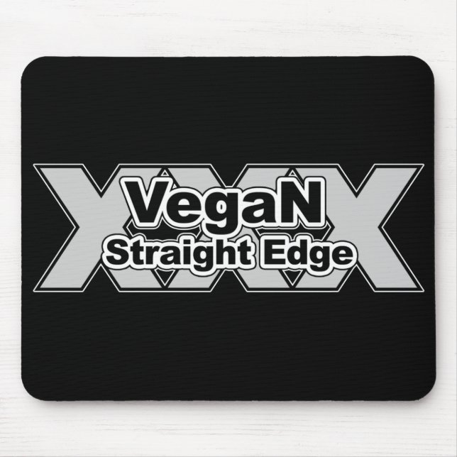 Vegan Straight Edge Black Mouse Mat (Front)