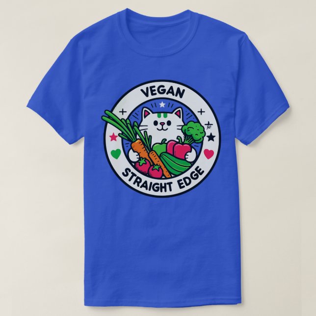 Vegan Straight Edge Cute Cat T-Shirt (Design Front)
