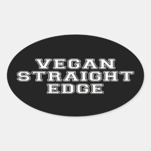 Vegan Straight Edge Oval Sticker
