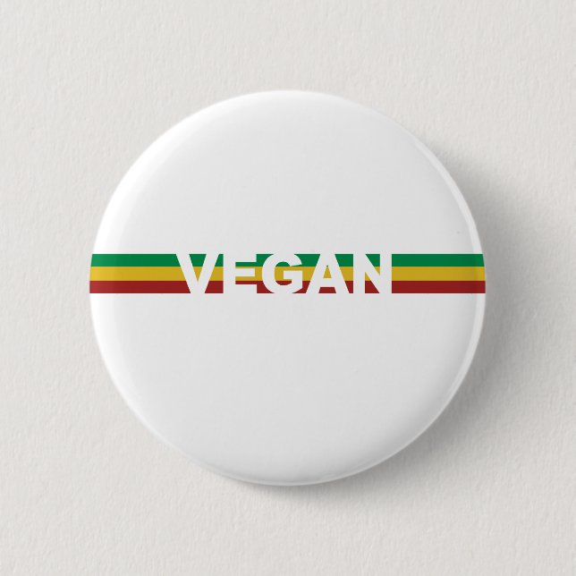 Vegan Stripes Rasta 6 Cm Round Badge (Front)