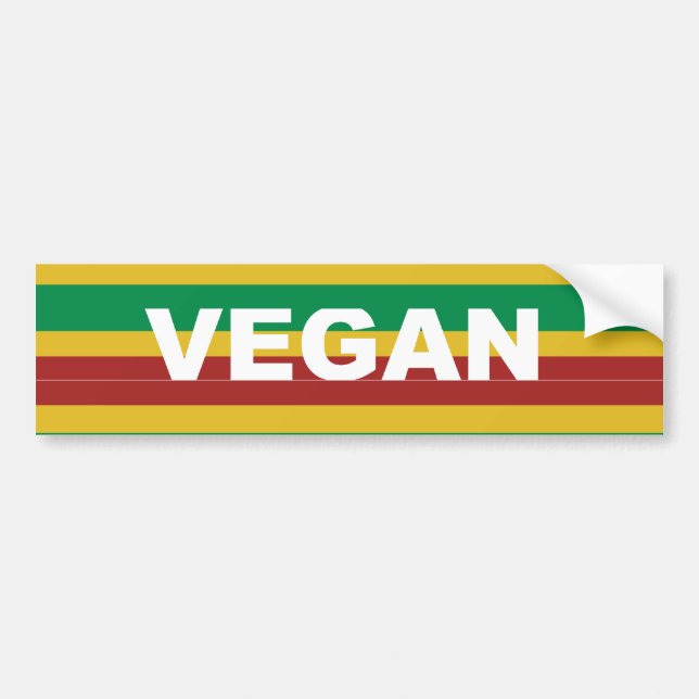 Vegan Stripes Rasta Bumper Sticker (Front)