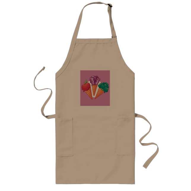 Vegan Tasty Ice Cream Cone Long Apron (Front)