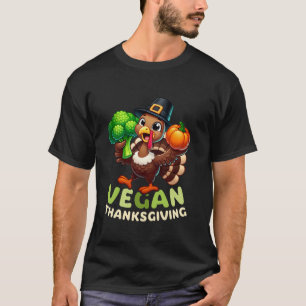 Vegan Thanksgiving Pilgrim Turkey Vegetarian Funny T-Shirt