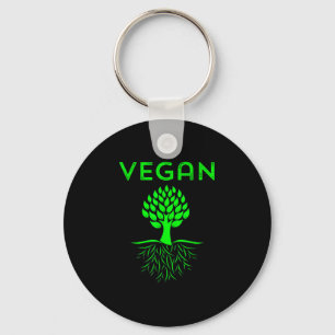 Vegan tree roots green vegetarian love mother key ring