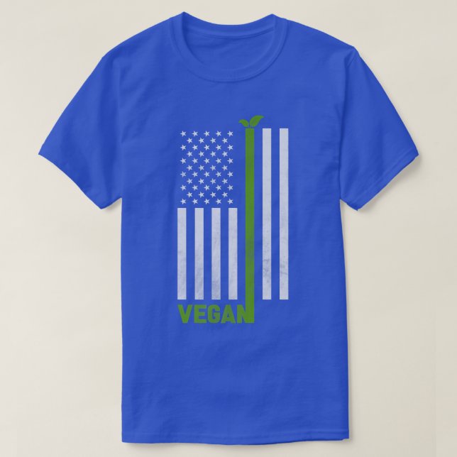 Vegan USA American Flag Vegetarian Farming Lover P T-Shirt (Design Front)