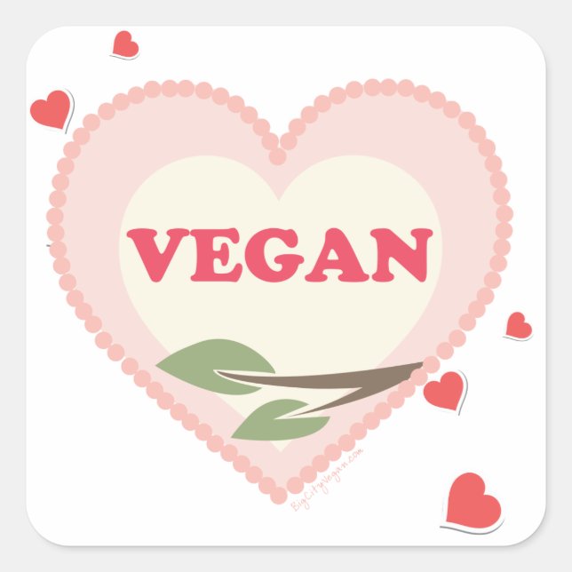 Vegan Valentines Day Square Sticker (Front)