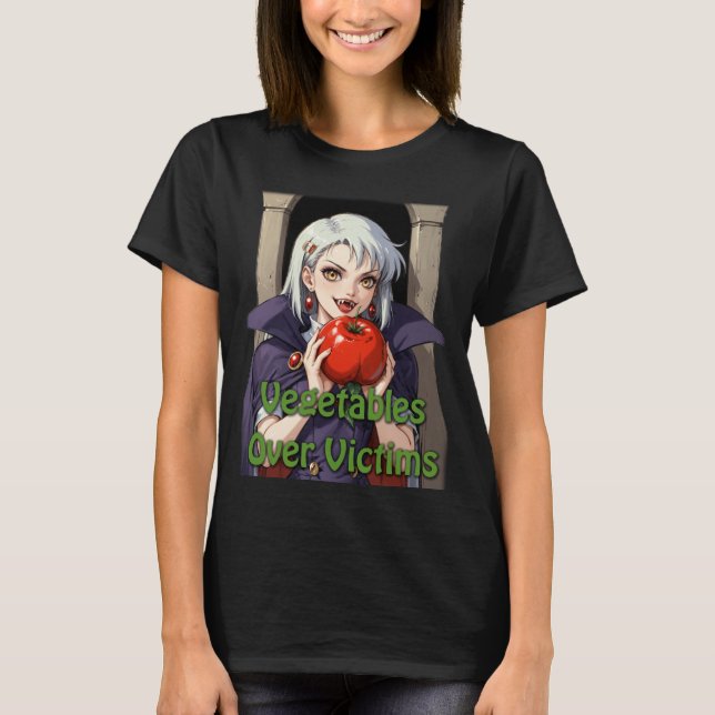 Vegan Vampire Funny Plant Based Apparel T-Shirt (Front)
