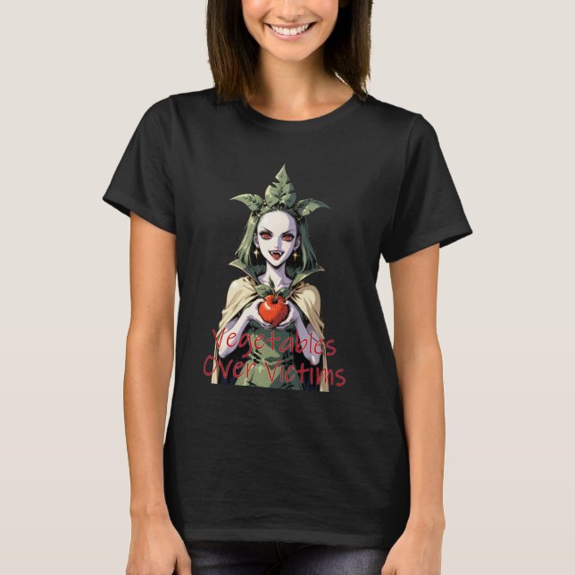 Vegan Vampire Funny Plant Based Apparel T-Shirt (Front)