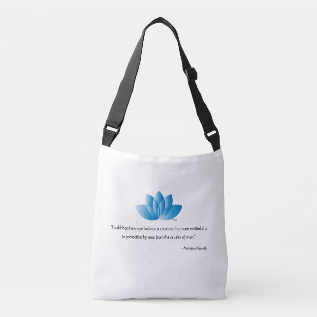 Vegan, Veganism, Mahatma Gandhi Quote Crossbody Bag (Front)