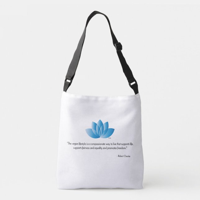 Vegan, Veganism, Save an Animal Quote Crossbody Bag (Back)