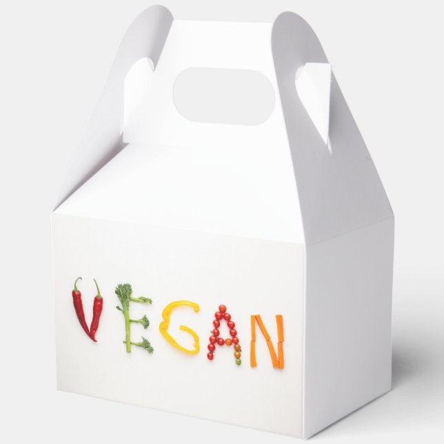 Vegan Vegetable Lettering Favour Box (Front)
