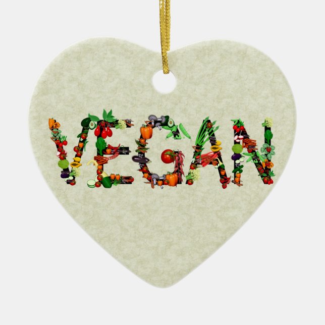 Vegan Vegetables Ceramic Tree Decoration (Front)